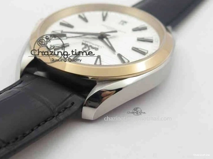 0202 2017 Aqua Terra SS RG XF Best Edition White Textured Dial On Black Leather Strap A Functional 8157